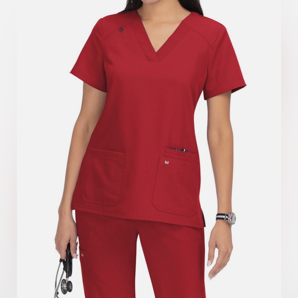 Koi Next Gen Hustle and Heart Red Medical Scrub Top Women’s Large